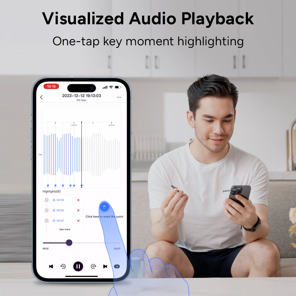 iZYREC MINI Voice Recorder, Strong Spy Hidden Audio Recorder, Free App Control, Compatible for iPhone Android