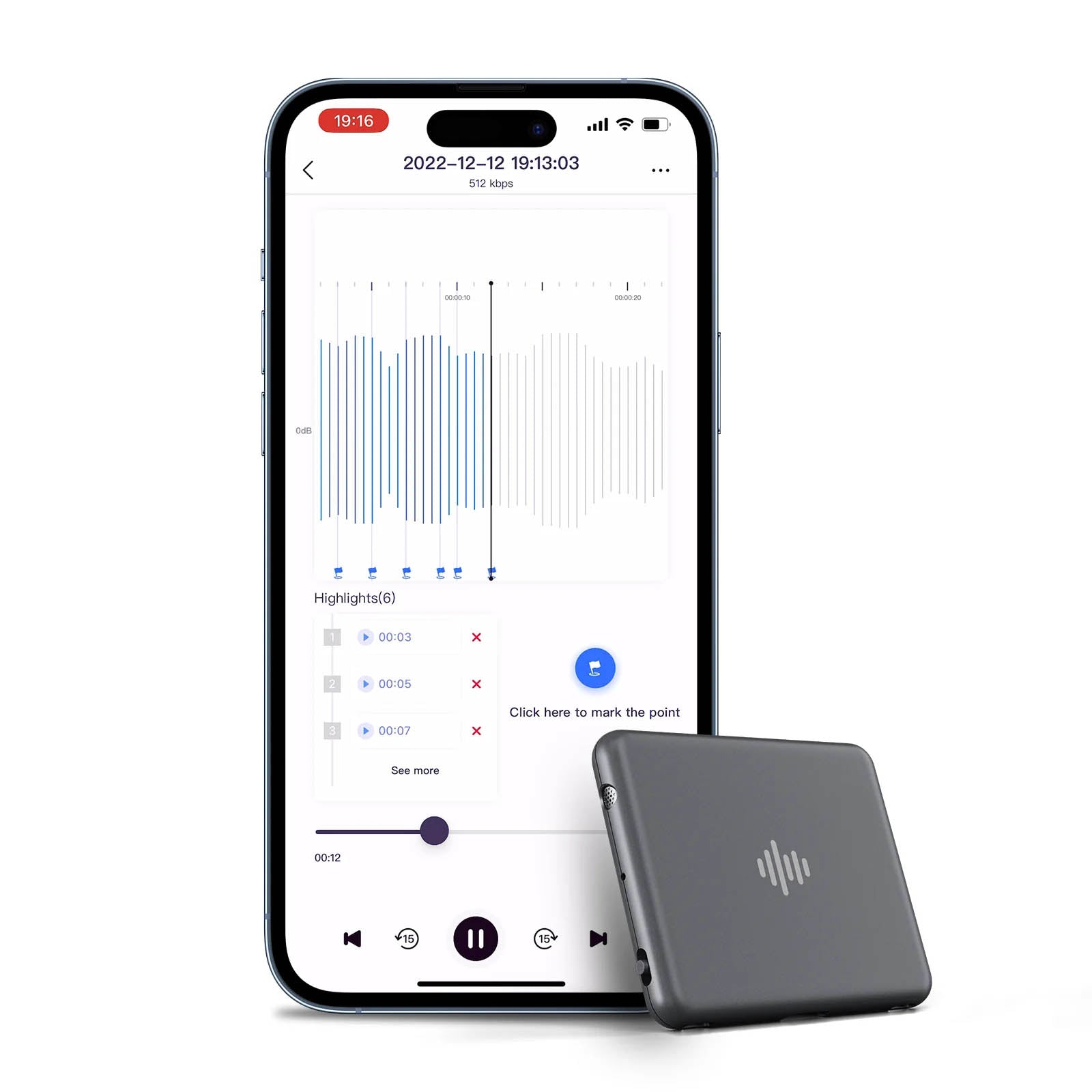 iZYREC MINI Voice Recorder Grey